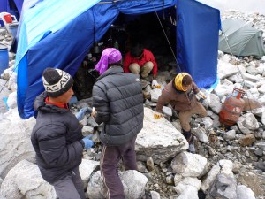 Kitchen tent being set up at ABC