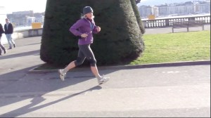 Edita running around lake Geneva