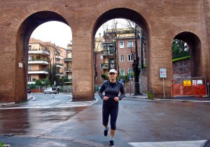 Running in the ancient city Rome