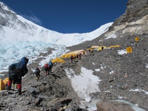AJ team is leaving ABC for the North Col - Summit Push begins photo by Javier