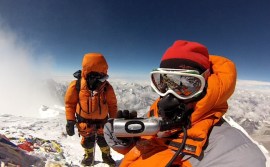 Edita and Tarki Sherpa on the Summit of Mt Everest