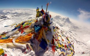 View of Mt Makalu in the distance from the Summit of Everest