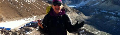 Pumori and Khumbu ice fall behind me - view from a hill before Gorak Shep