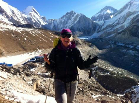 Pumori and Khumbu ice fall behind me - view from a hill before Gorak Shep